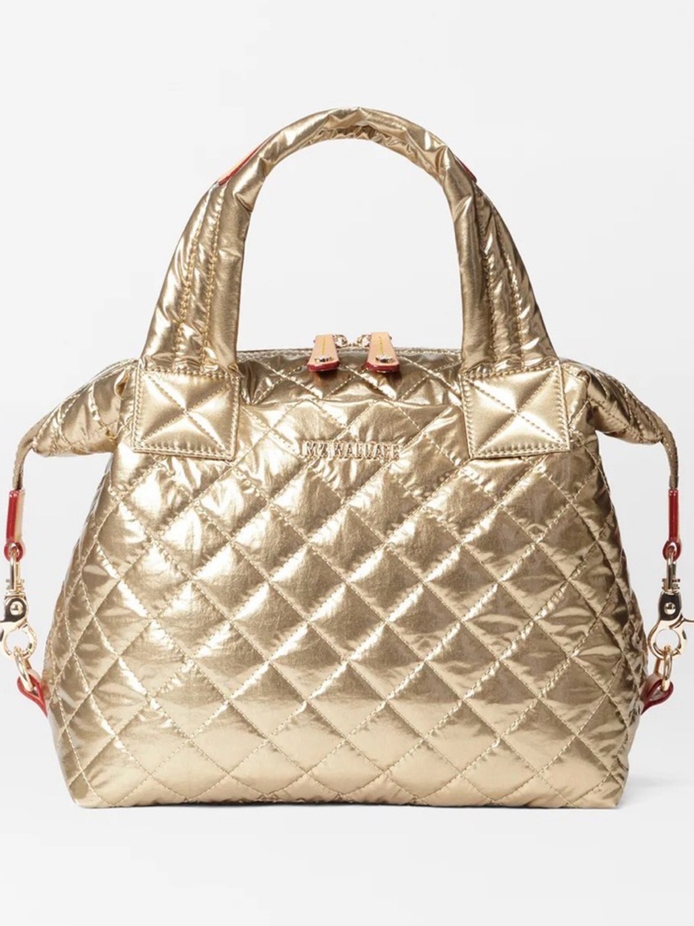 MZ Wallace Metallic Gold Quilted Shoulder Tote